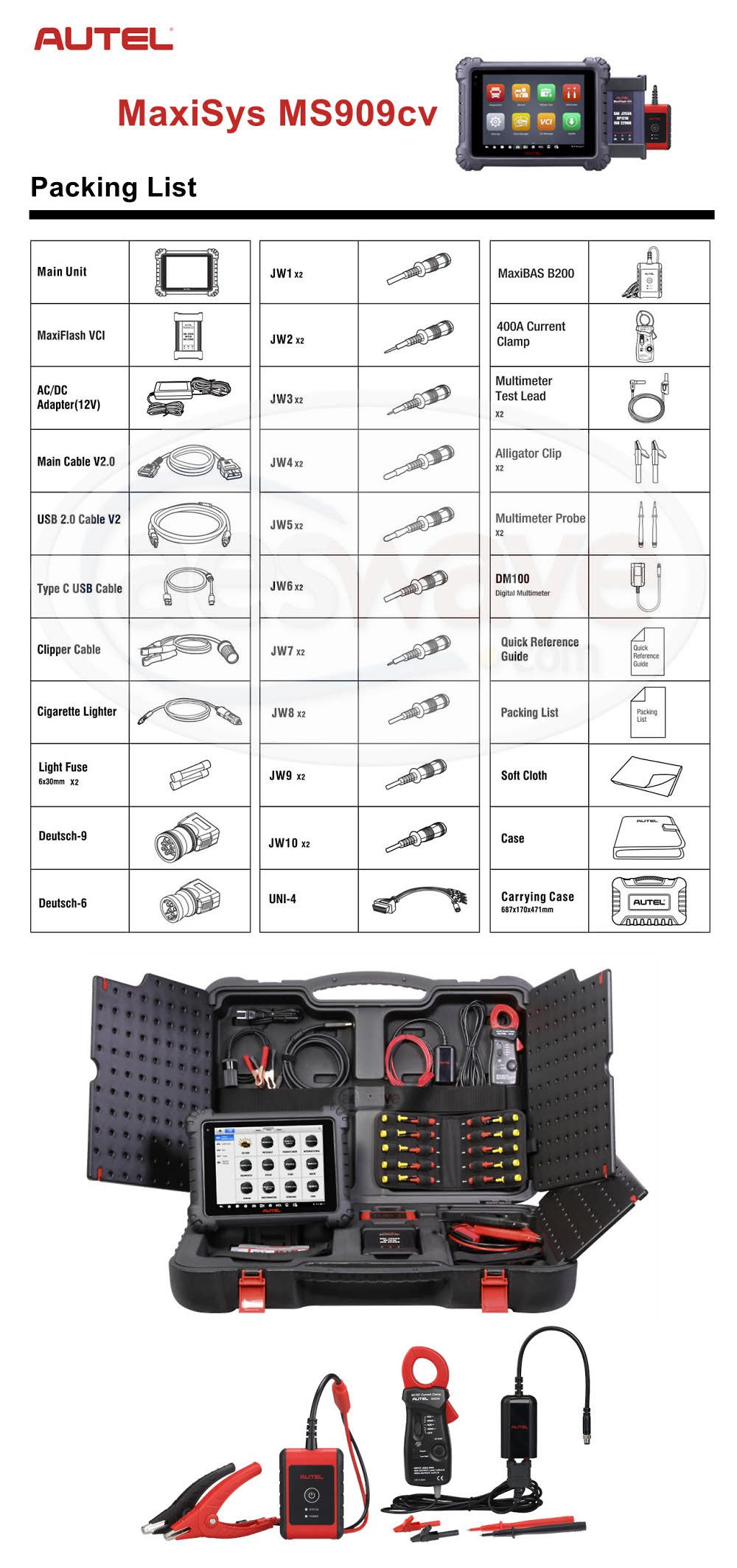 Autel Maxisys MS909CV Package