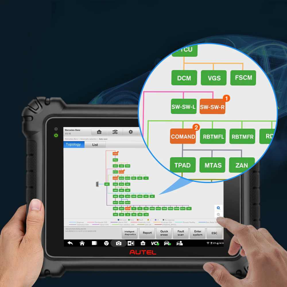 Autel Maxisys MS919 Diagnostic Scanner Topology Mapping of CAN BUS tree