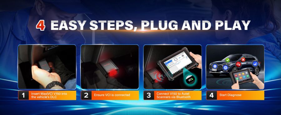 Autel MaxiVCI V150 Wireless Dongle Support CAN FD/DOIP Protocol work for Autel 900 Series Scanners