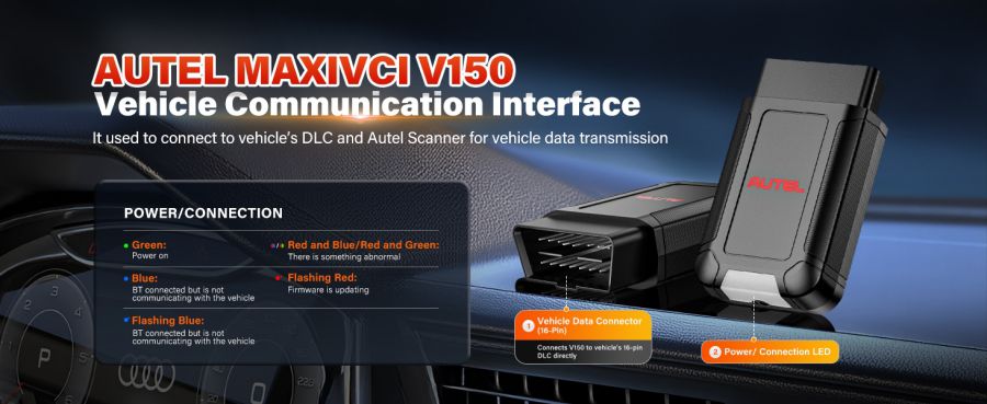 Autel MaxiVCI V150 Wireless Dongle Support CAN FD/DOIP Protocol work for Autel 900 Series Scanners