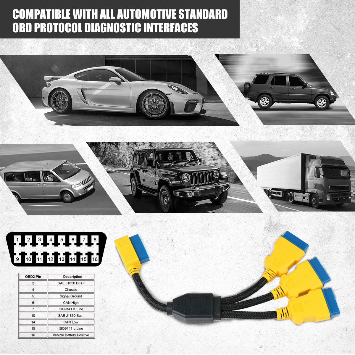 AUTOOL 35CM Car OBD2 Extend Cable Car OBD II Adapter