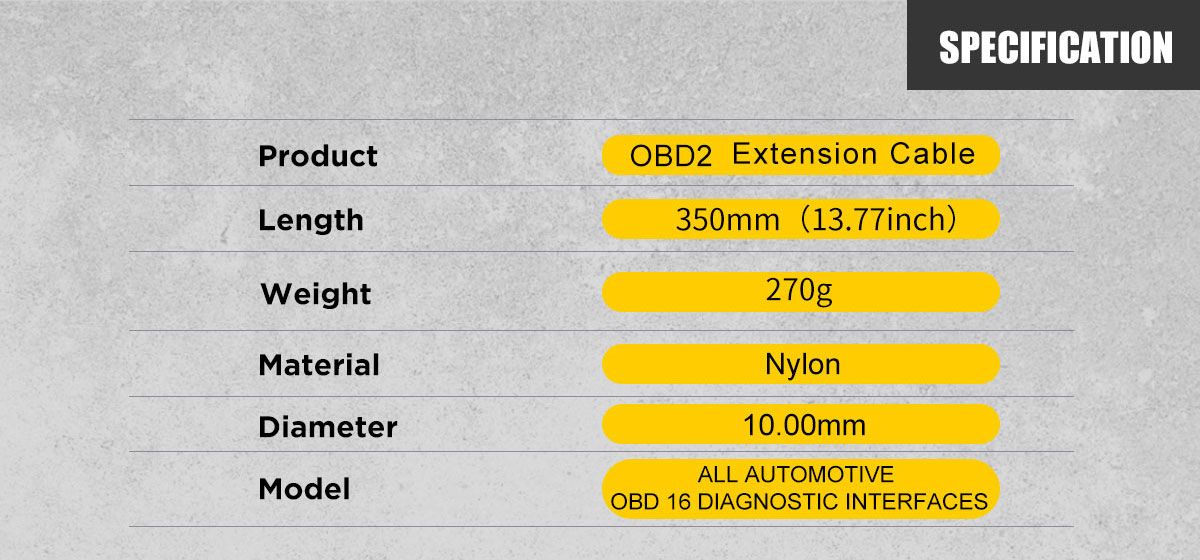 AUTOOL 35CM Car OBD2 Extend Cable Car OBD II Adapter