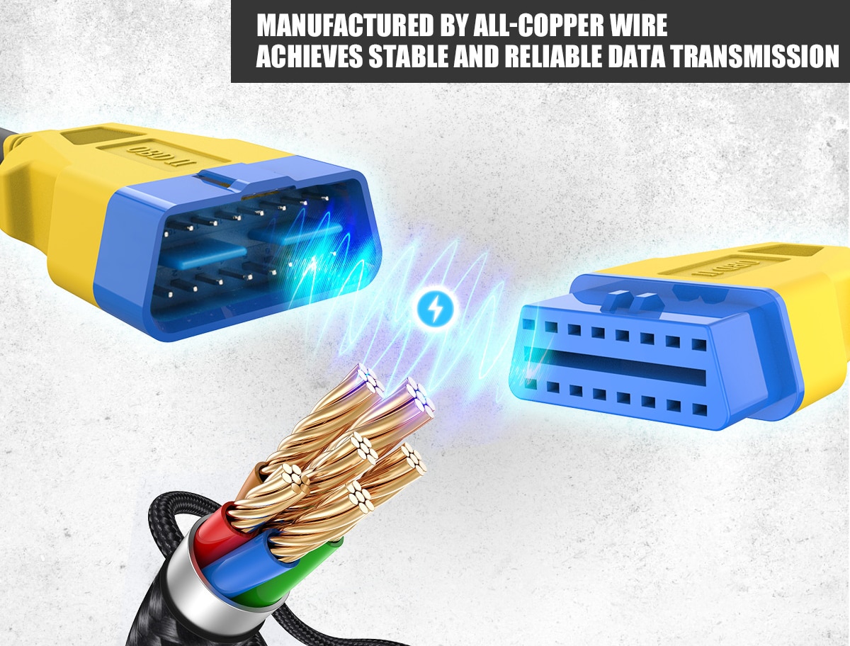 AUTOOL 36cm Car OBD 2 Extension Diagnostic Adapter