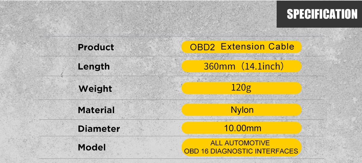 AUTOOL 36cm Car OBD 2 Extension Diagnostic Adapter 