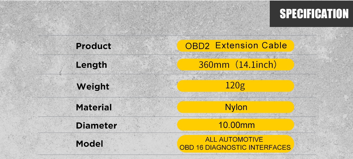 AUTOOL 36cm Car OBD 2 Extension Diagnostic Adapter