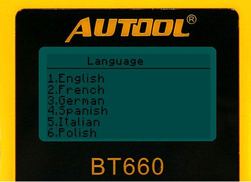 AUTOOL BT-660 supported langugae