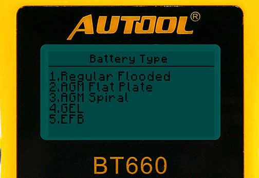 AUTOOL BT660 Battery type