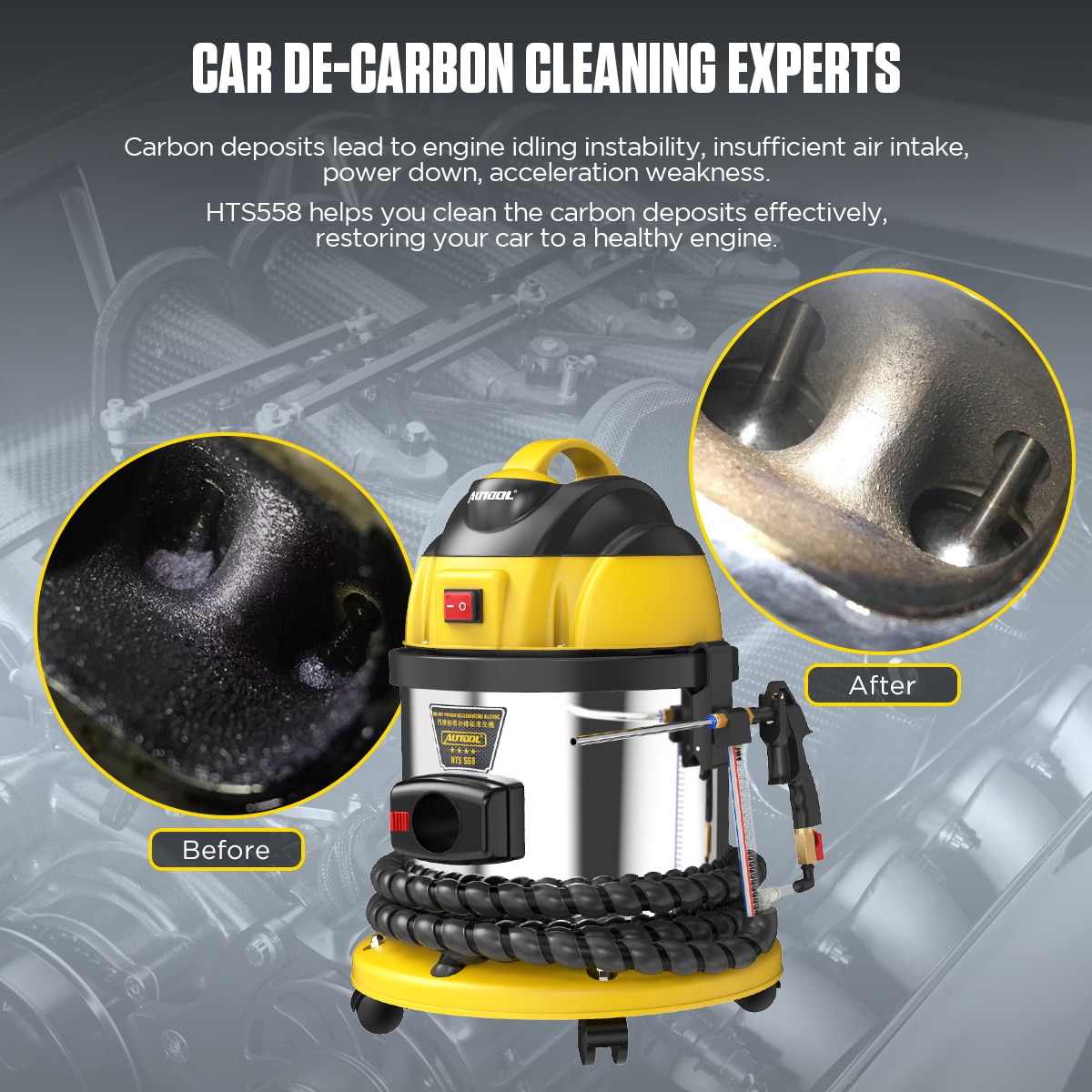AUTOOL HTS558 Engine Carbon Deposition Walnut Sand Clean
