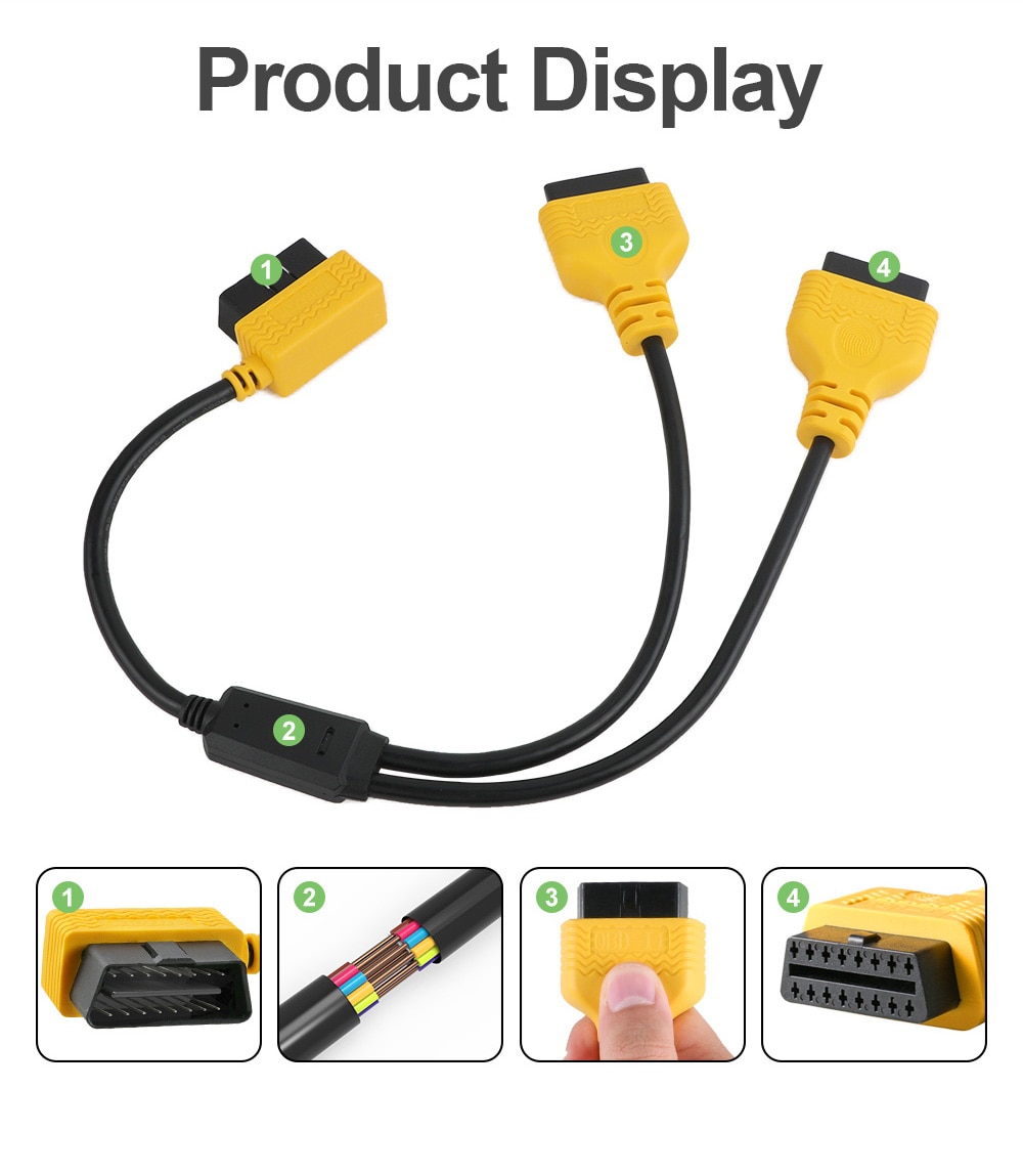 AUTOOL OBD Cable OBD2 1 to 2 Splitter