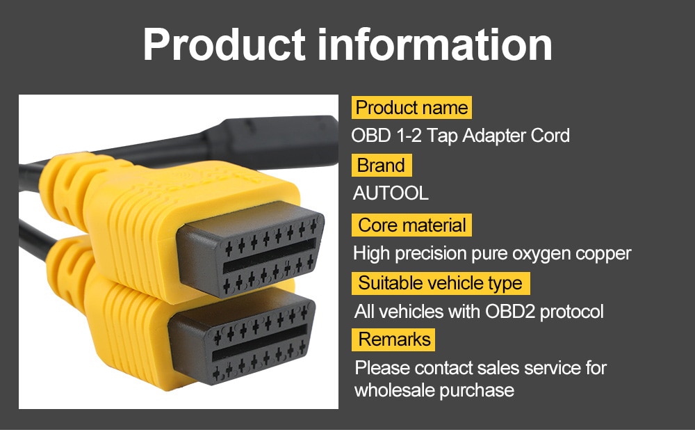 AUTOOL OBD Cable OBD2 1 to 2 Splitter 