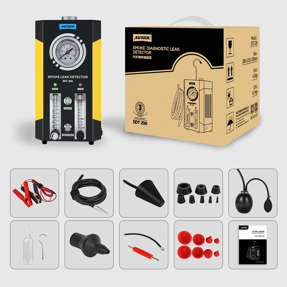 AUTOOL SDT206 Upgraded Car Smoke Leak Detector