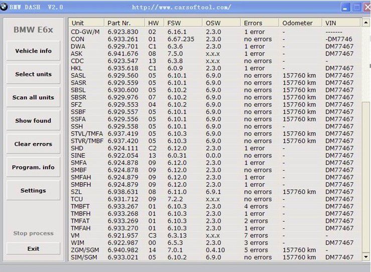 bmw dash scanner 3 in 1 software