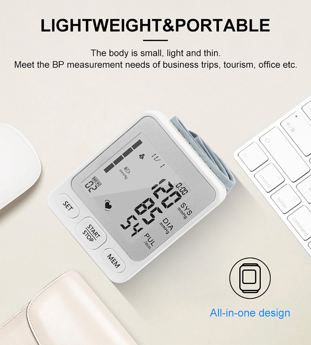 Rechargeable Voice Wrist Blood Pressure Monitor 