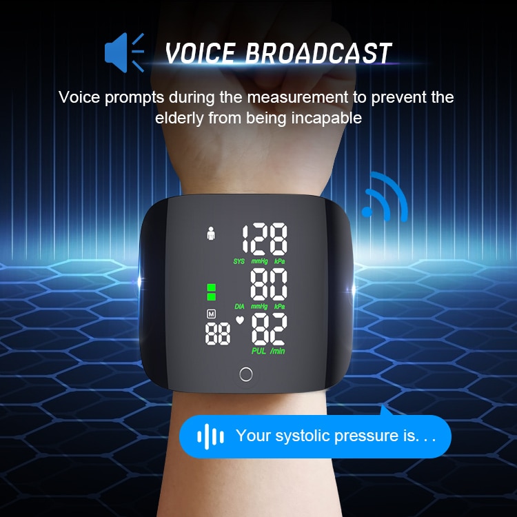 Rechargeable Voice Wrist Blood Pressure Monitor 