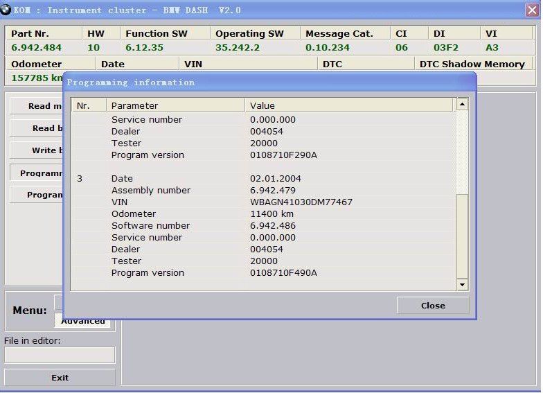 bmw dash scanner