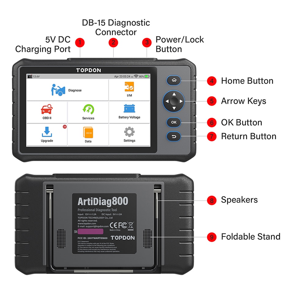 Topdon Car Diagnostic Tool Artidiag800 Car Scanner