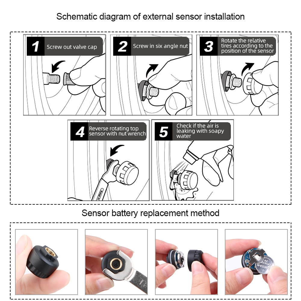 Car TPMS Tyre Pressure Monitoring System Solar Power 