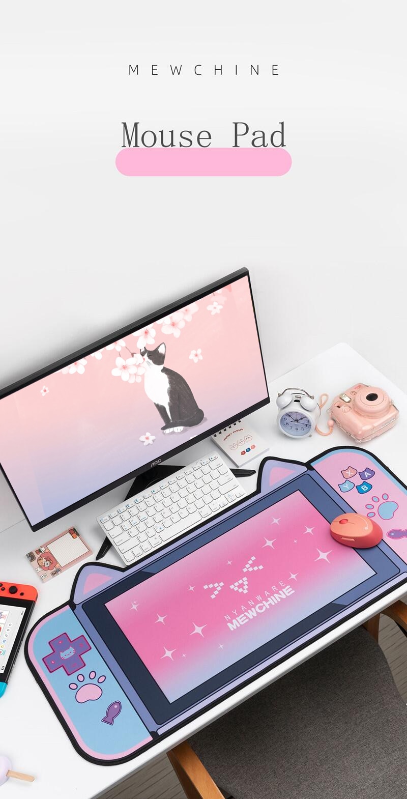 Cute Cat Ear Big Mouse Pad Computer 