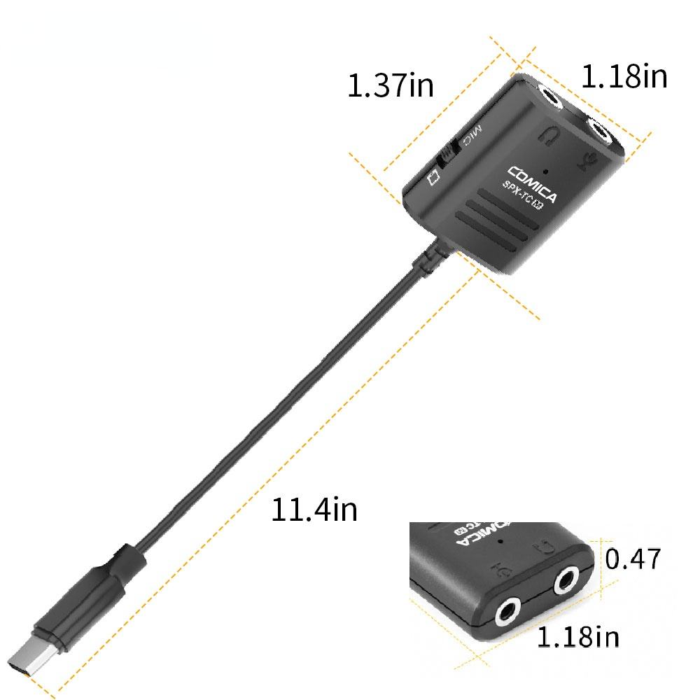 SPX-TC 3.5MM(TRS/TRRS) to Type-C/USB-C Dual Jack Splitte