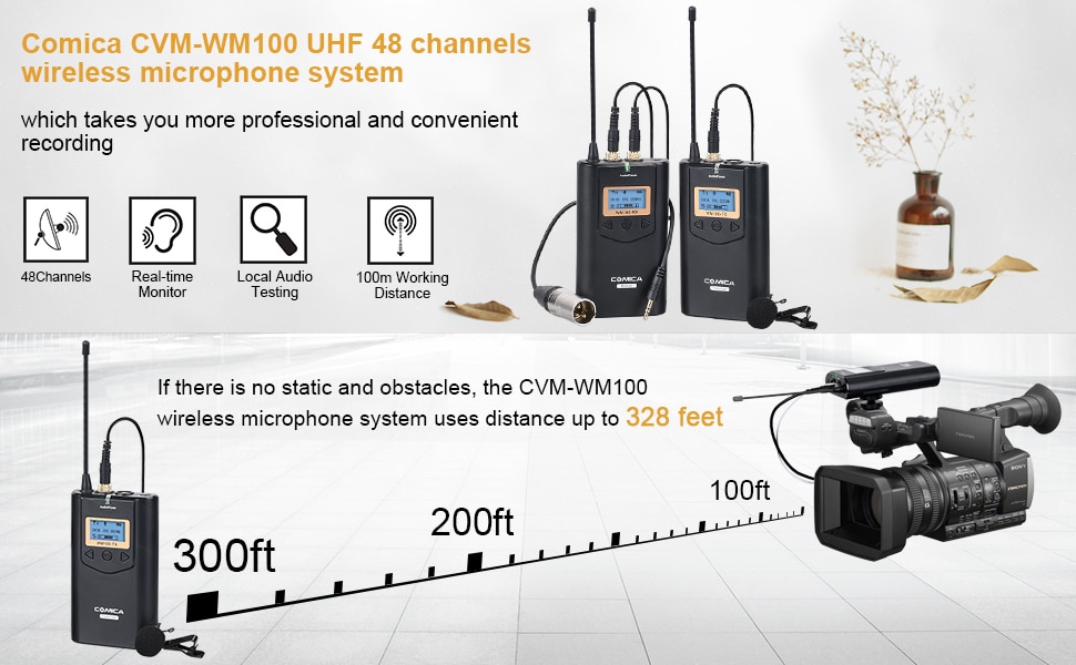 CVM-WM100 UHF 48 Channels Wireless Lavalier 