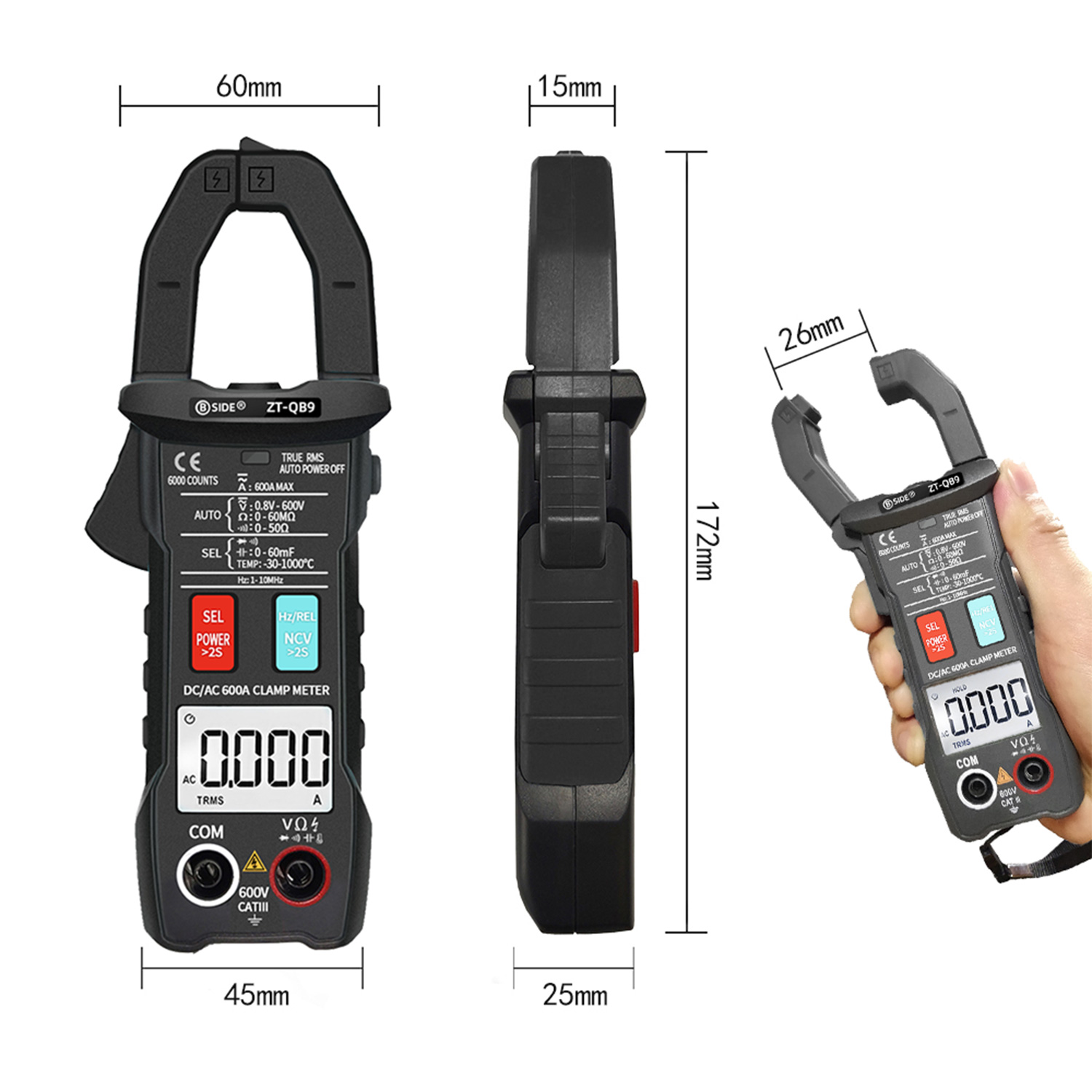 DC/AC 600A Digital Clamp Meter