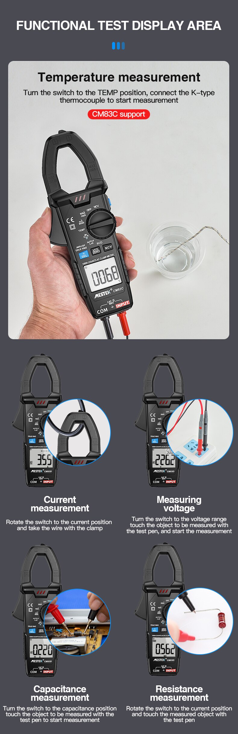 CM83A CM83B CM83C CM83D Digital Clamp Meter