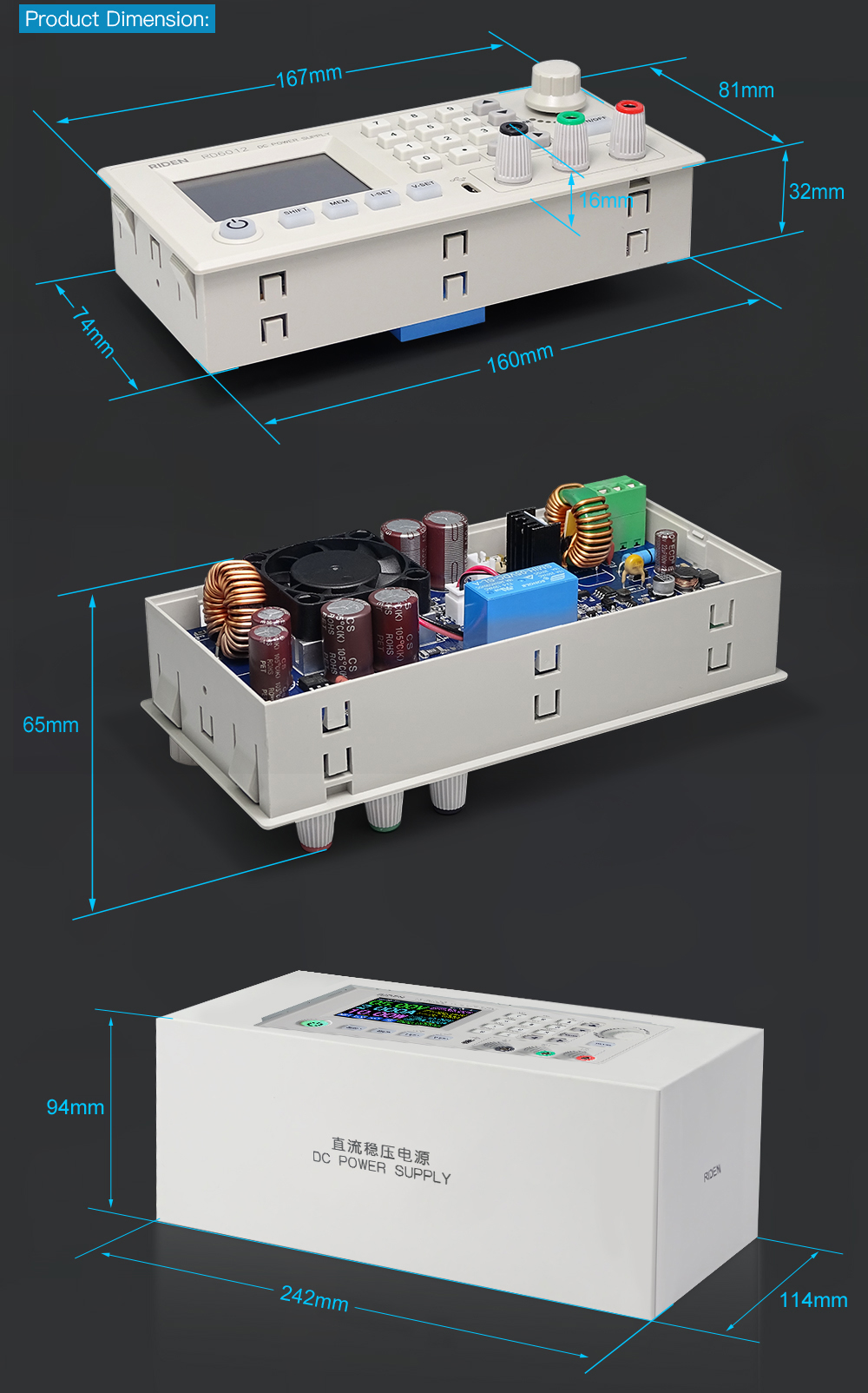 RD6012 RD6012W USB WiFi DC to DC Voltage Step down Power