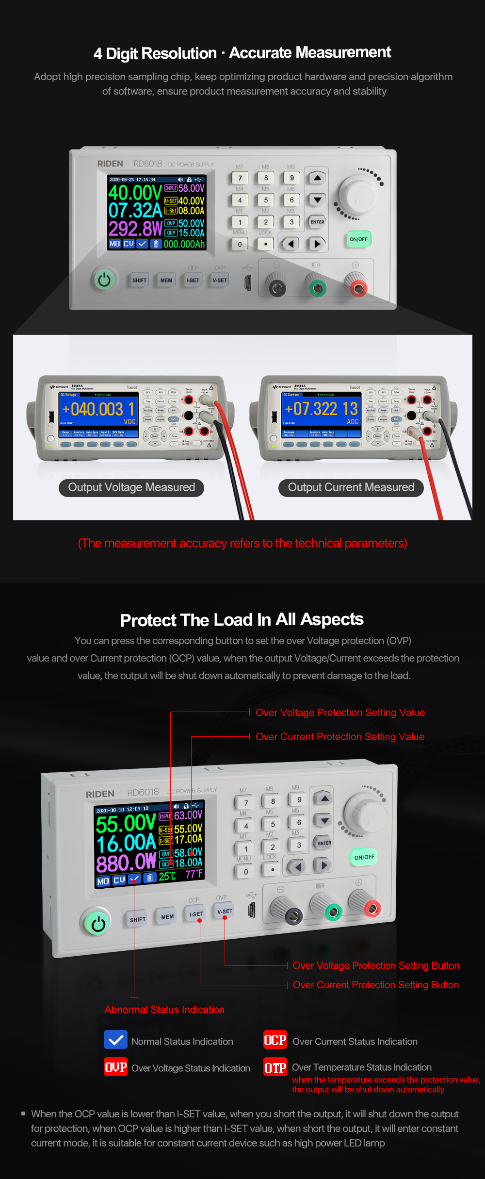 RD6018 RD6018W 60V 18A USB WiFi DC DC adjustable Step Do