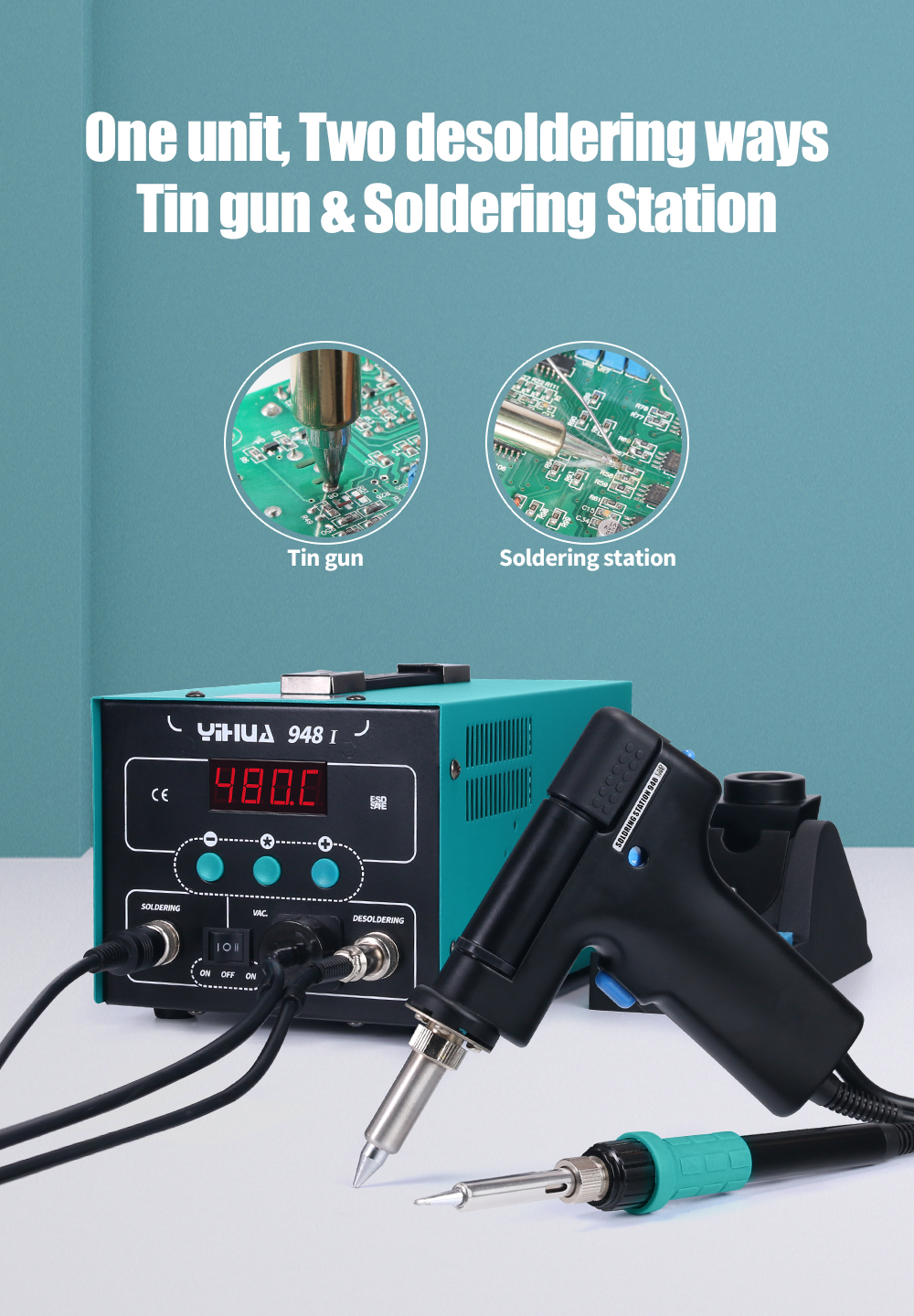 YIHUA 948-I Digital Display Soldering Station Suction 90