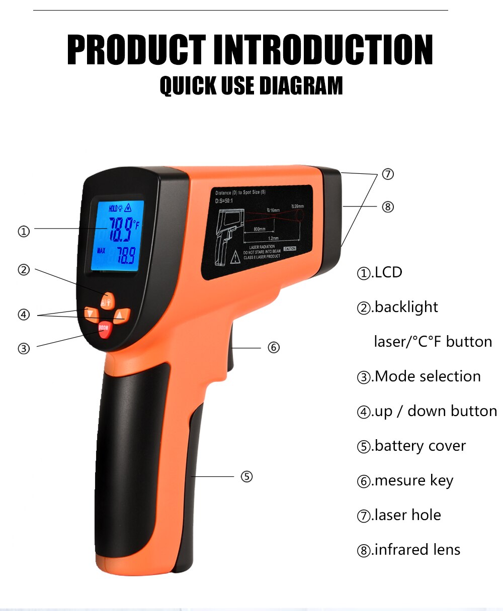 DT8013 DT8550 Digital Infrared Thermometer