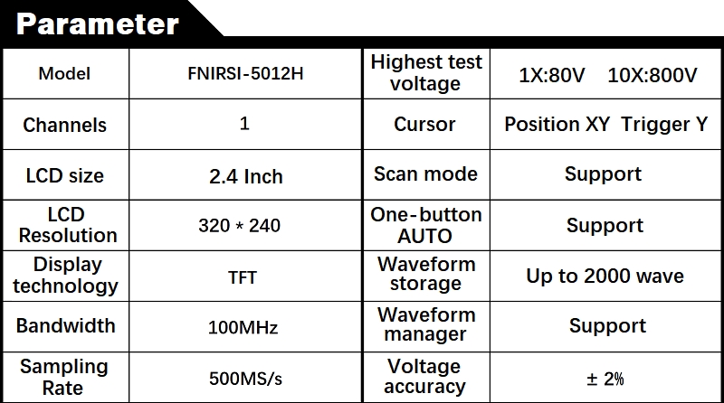 FNIRSI-5012H 2.4-inch  Screen Digital Oscilloscope