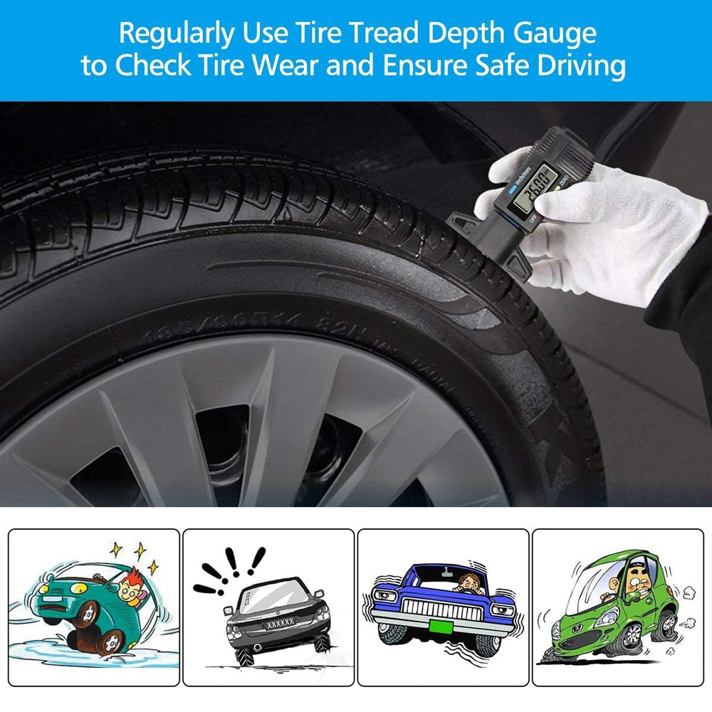LCD Digital Car Tyre Tire Tread Depth Gauge