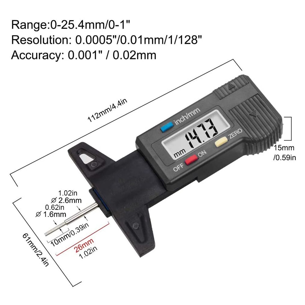 LCD Digital Car Tyre Tire Tread Depth Gauge