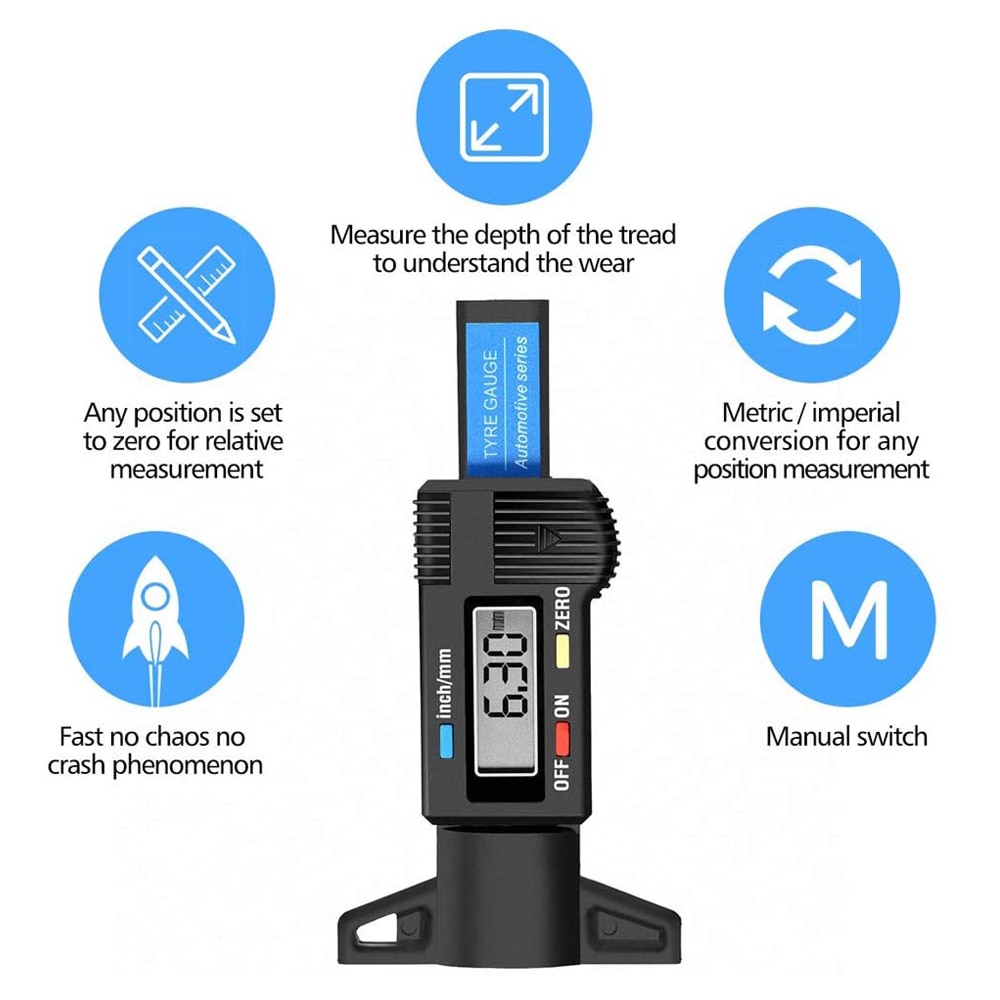 LCD Digital Car Tyre Tire Tread Depth Gauge