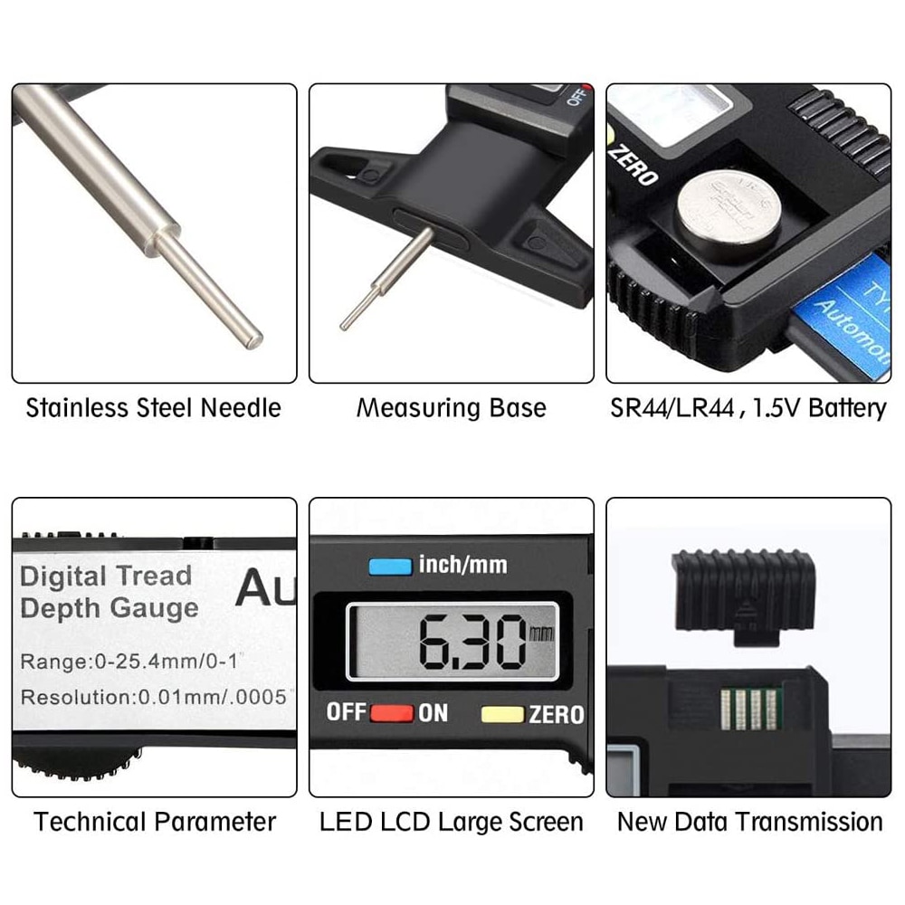 LCD Digital Car Tyre Tire Tread Depth Gauge