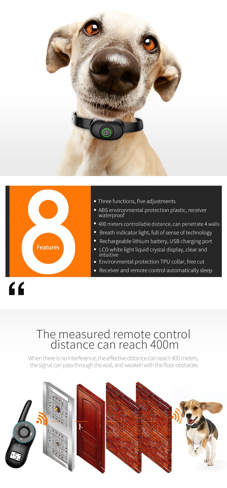 Dog Training Collar Waterproof Dog Electric Collar USB R
