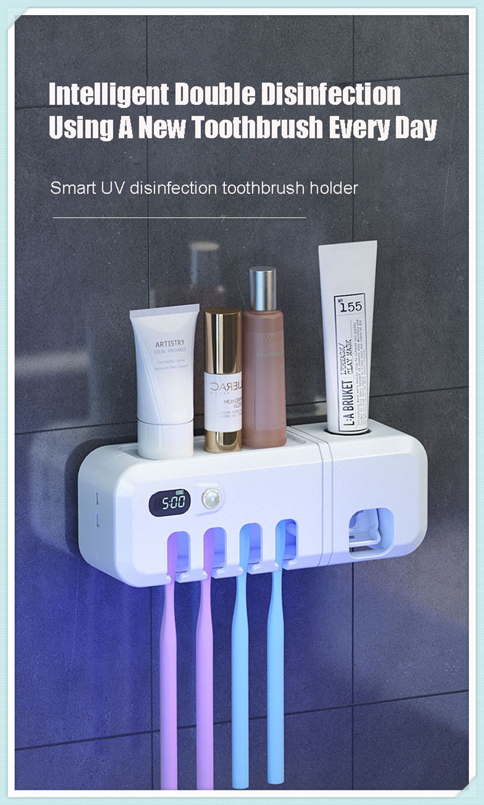 Double Sterilization Electric Toothbrush Holder 