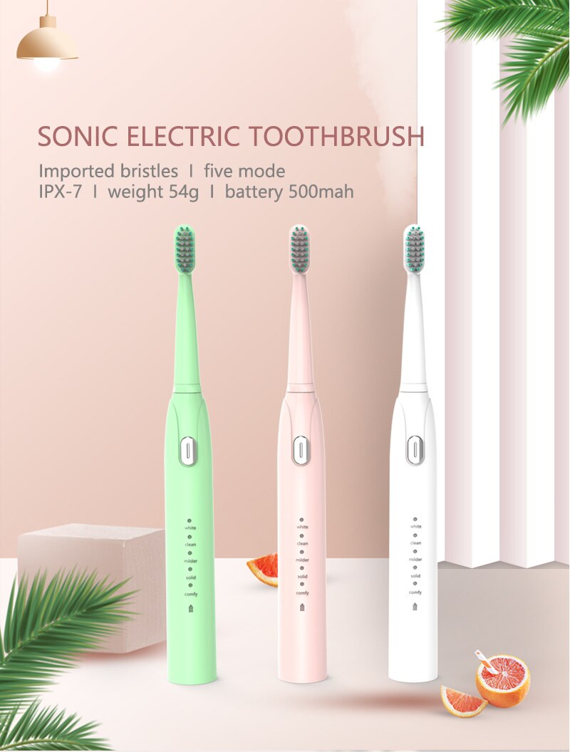 Sonic Electric Toothbrush Adult Timer 