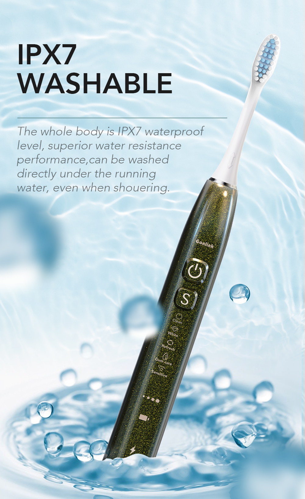 Smart Ultrasonic Sonic Electric Toothbrush IPX7 Waterpoo