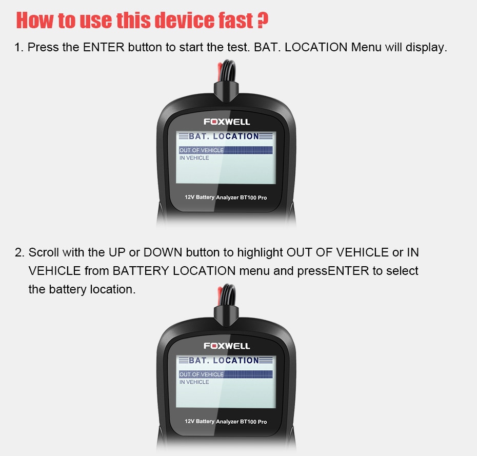 FOXWELL BT100 12V Car Battery Tester