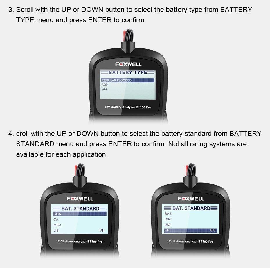 FOXWELL BT100 12V Car Battery Tester