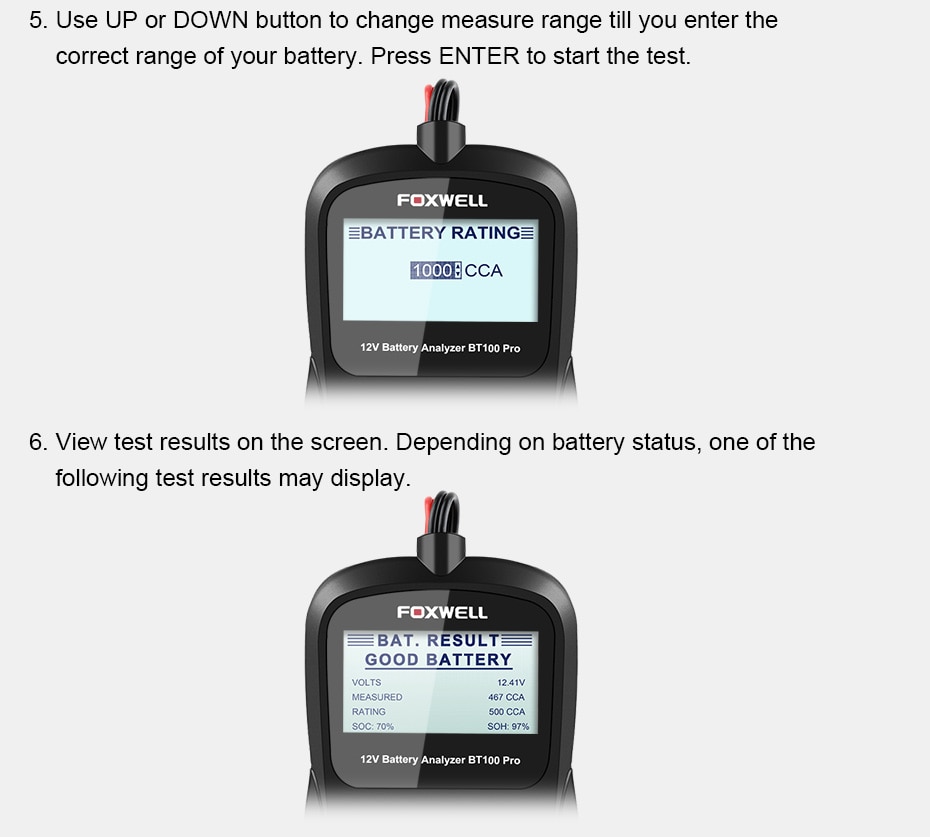 FOXWELL BT100 12V Car Battery Tester