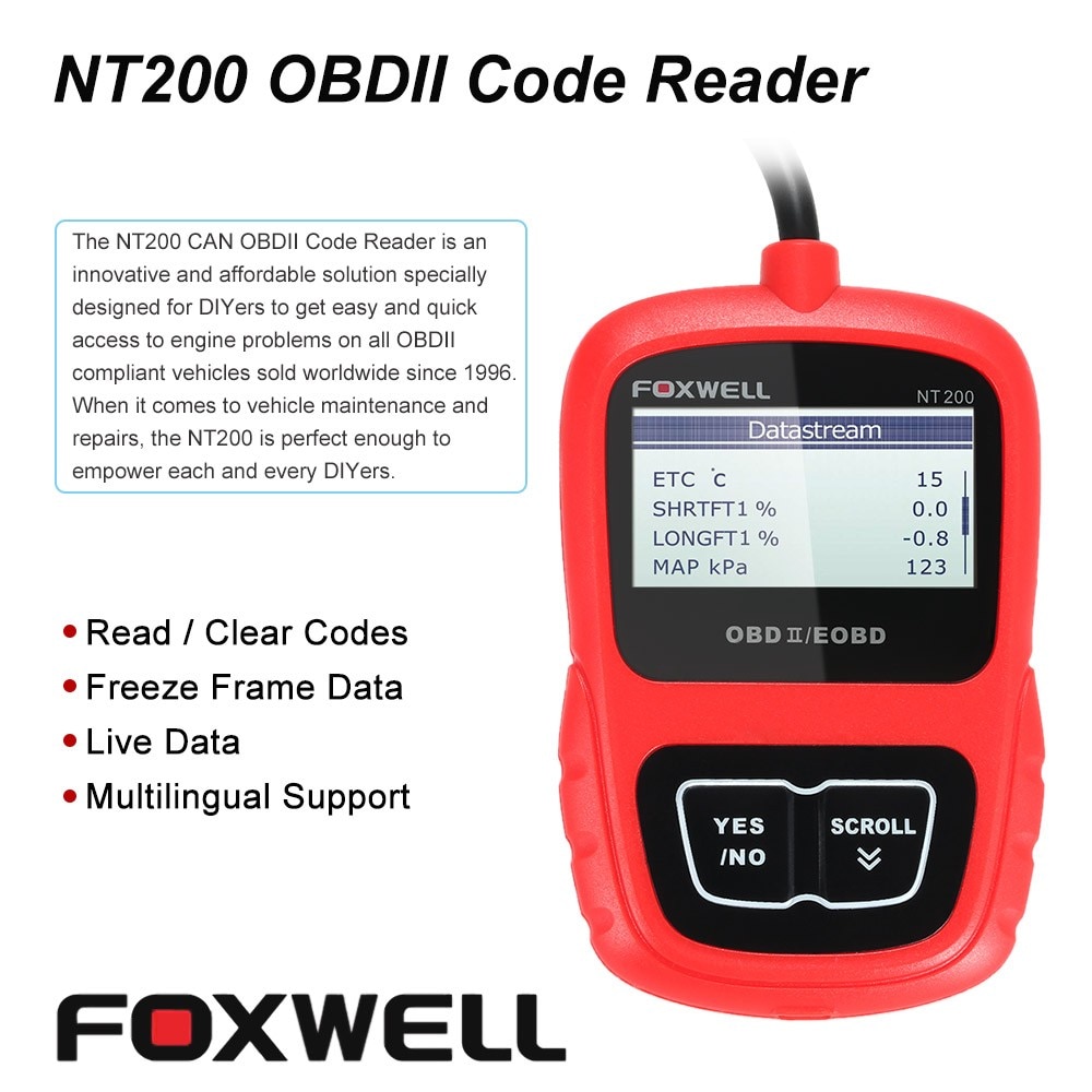 Original Foxwell NT200 CAN OBD2/EOBD Code Reader 