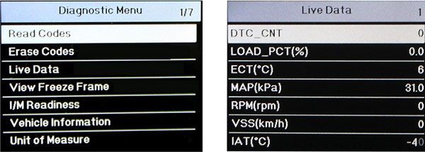 Foxwell NT204  scanner diagnosis menu