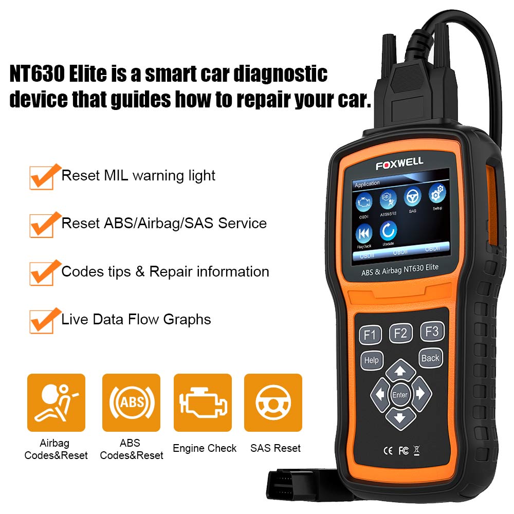 FOXWELL NT630 Elite OBD2 ABS SRS SAS Diagnostic Tool