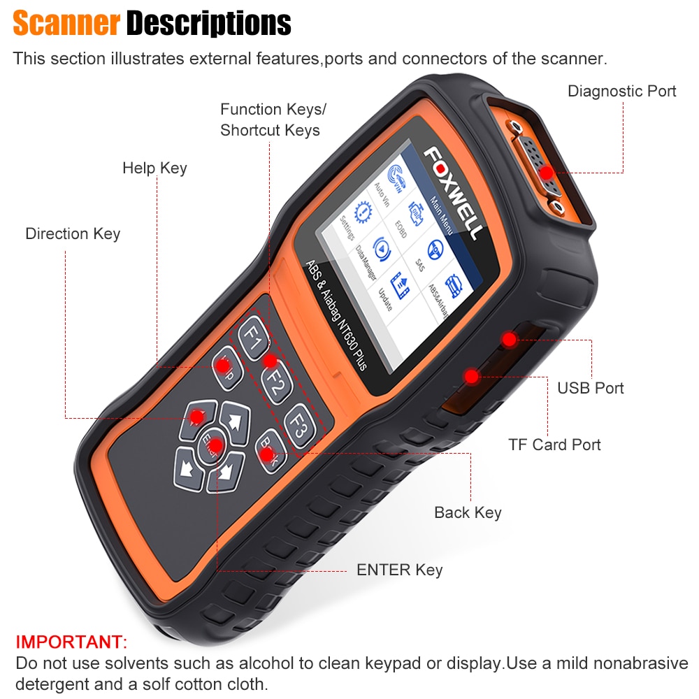 FOXWELL NT630 Plus Car Airbag SRS Auto OBD2 Scanner