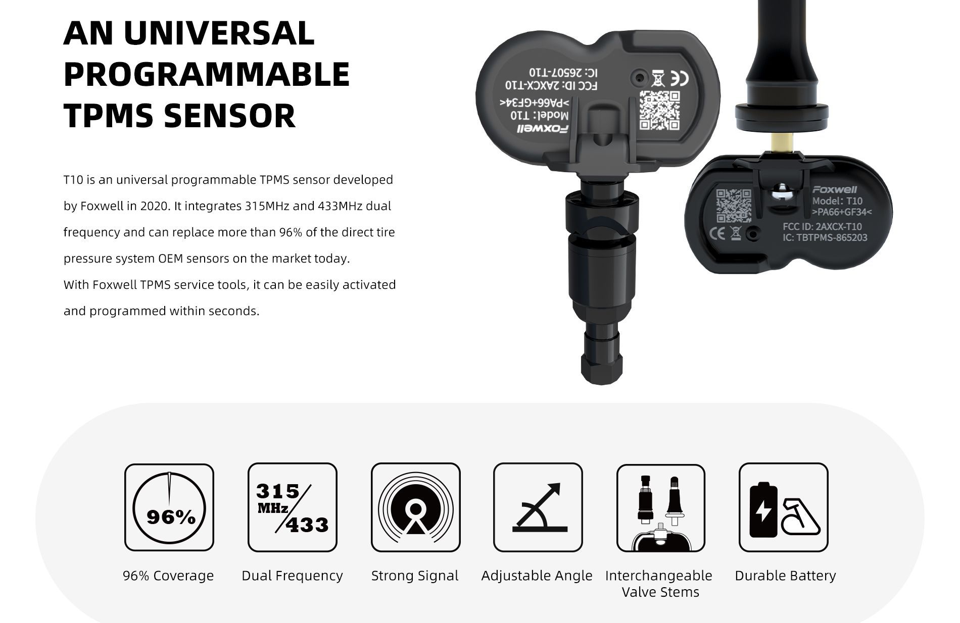 Foxwell T10 Universal Programmable TPMS Sensor 