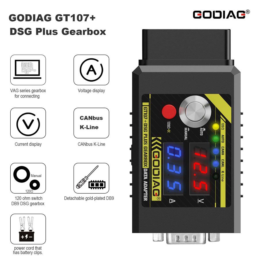 GODIAG GT107+ DSG Plus Gearbox Data Adapter with Voltage Current Display