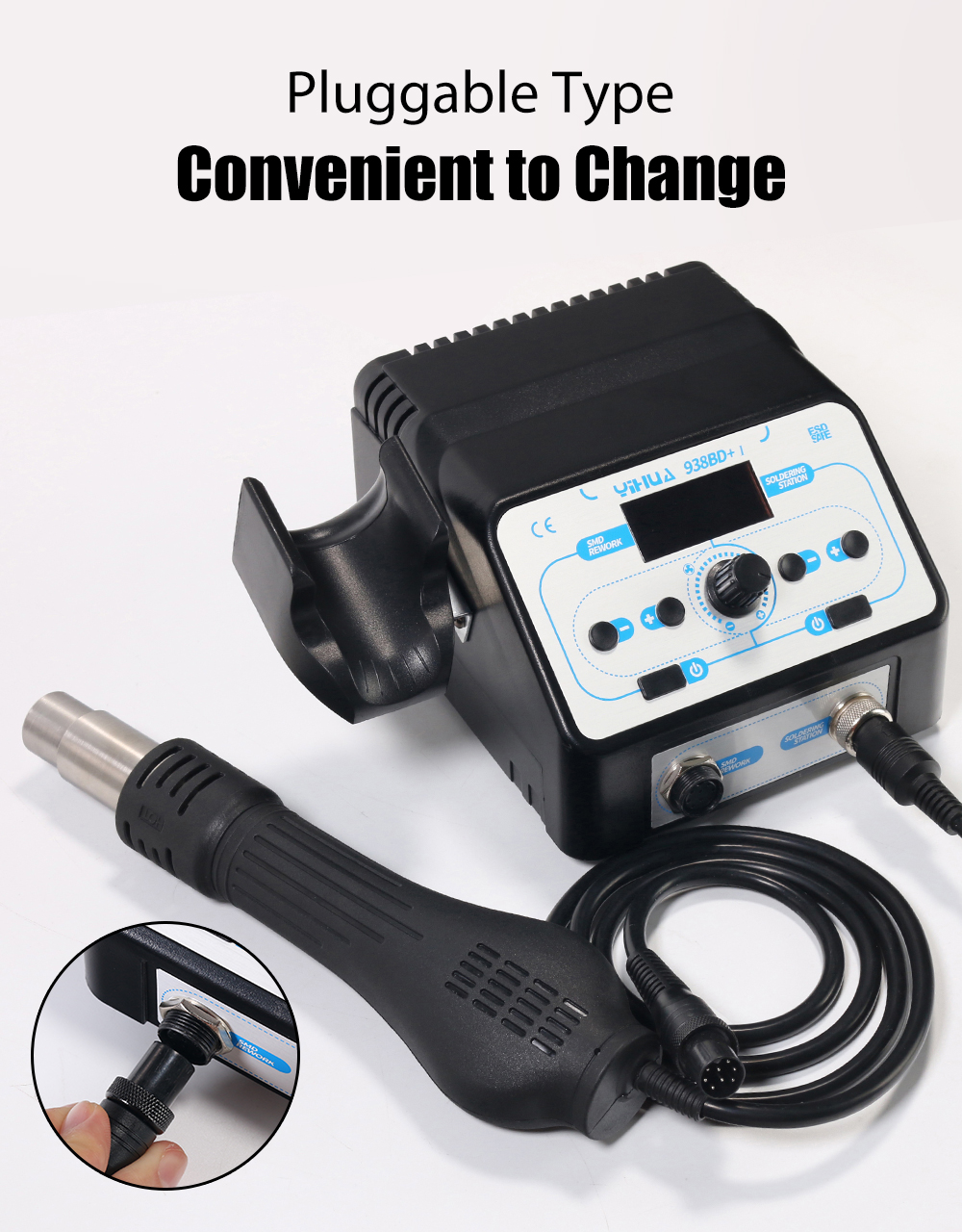 YIHUA 938BD+-I 750W Soldering Iron Station Declined Disp