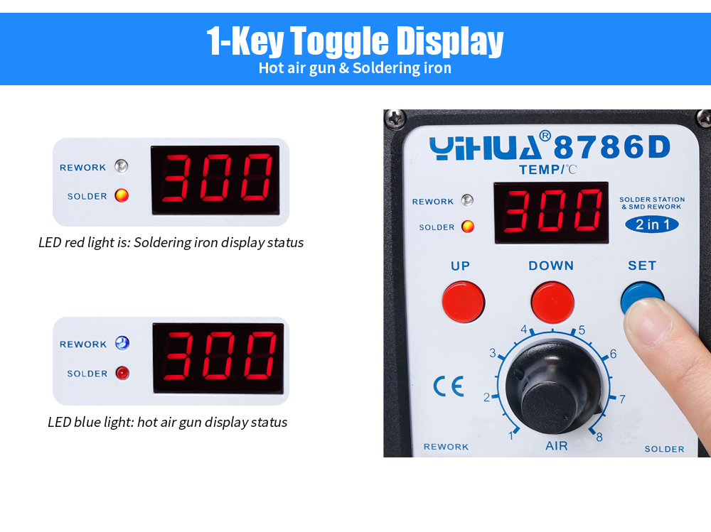 YIHUA 8786D 110V 220V Hot Air Soldering Station  Solderi